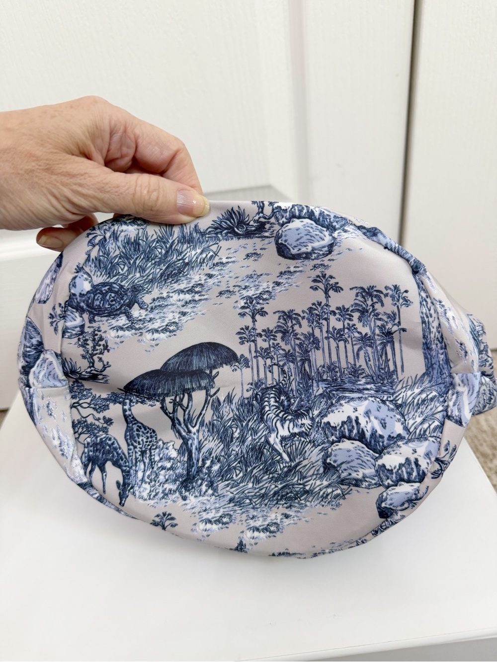 Dior Blue & White Toile Drawstring Satchel - Picture 5 of 7